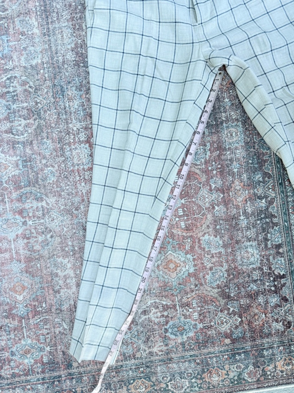 Men's Windowpane Two-Piece Suit - beige-blue lines size skinny 42 - Picture 12 of 16